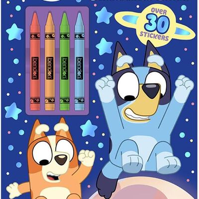 Libro Actividades y Colorantes Bluey 4 L&aacute;pices de Colores Incluye M&aacute;s de 30 Pegatinas