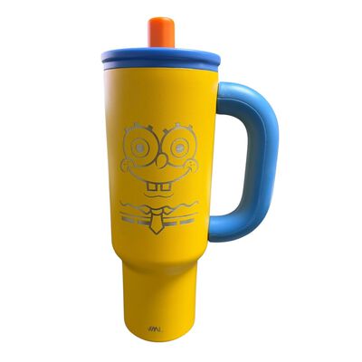 Termo de acero inoxidable color amarillo de 1.2 litros, Bob Esponja