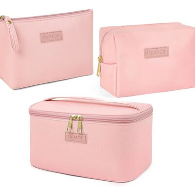 3pcs Cosmetiquera Neceser Estuches De Maquillaje Bolsa Viaje Rosa