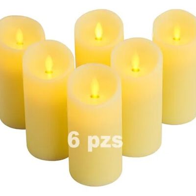 Pack 6 Velas Grandes Led Flama Realista
