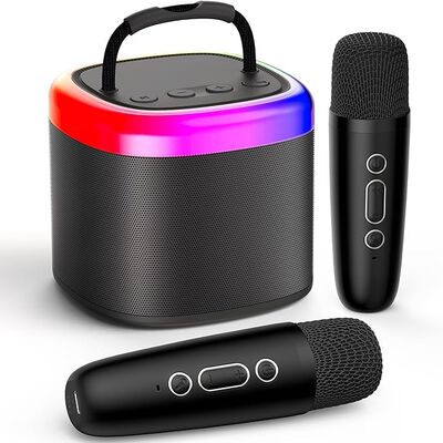 A JYX Mini M&aacute;quina de Karaoke, Portable Bluetooth Karaoke Speaker Unpowered Cabinets with 2 Wireless Microphones and Party Lights for Kids and Adults, Birthday Gifts for Girls Boys Family Home Party.