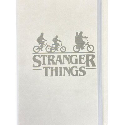 Libreta estilo franc&eacute;s color blanco, pasta dura, hojas rayadas, STRANGER THINGS