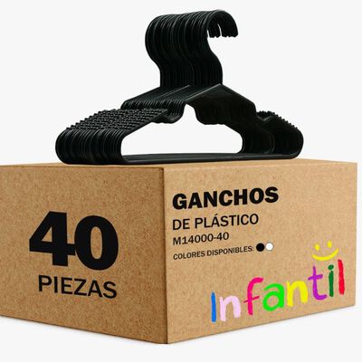 Ganchos de Ropa 40 Piezas color negro