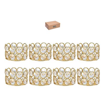 8pc Candelabros Portavelas Fiesta Cristal Dorado