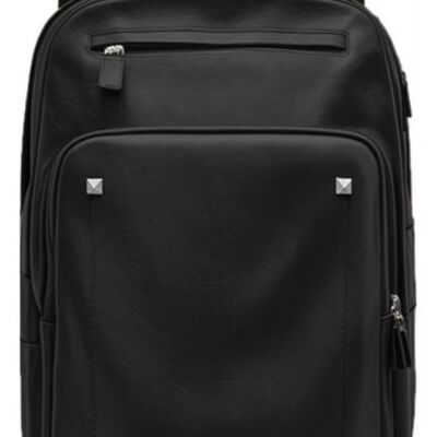 Mochila Antirrobo Para Laptop Cuero Impermeable Puerto Usb Negro