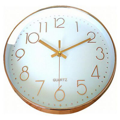 Reloj De Pared Silencioso, Moderno Y Grande De Cuarzo Color de la estructura Oro rosado Color del fondo Oro rosado.