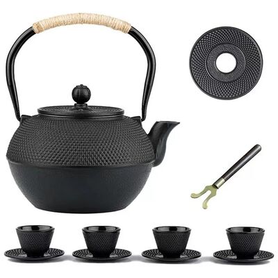 Tetera De Hierro Fundido Estufa 1200ml Con 4 Tazas Esmaltado