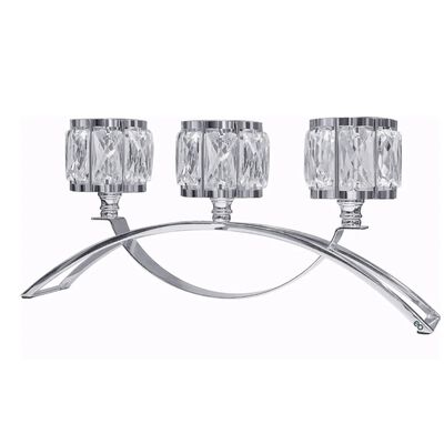 Candelabro Portavelas Cristal Para Decoraci&oacute;n De Mesa Regalo Plateado