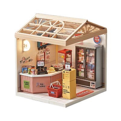 Juguete Supermercado en Miniatura 24 Horas con Accesorios y Luz Nocturna