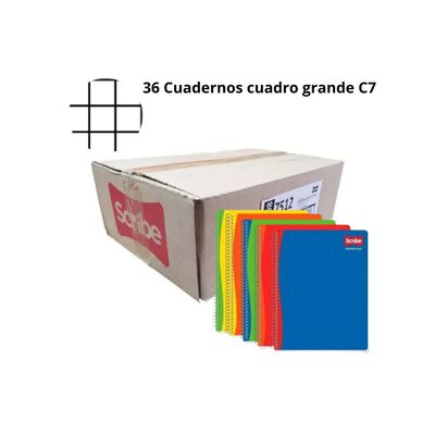 Caja con 36 Cuadernos Scribe Profesional Cuadro Grande De 100 Hojas Pasta Semi R&iacute;gida