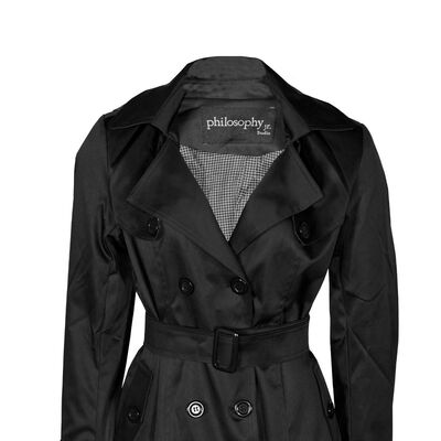 Gabardina Lisa con Cinturón y Capucha Philosophy Talla Mediana para Mujer