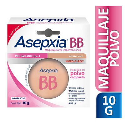 Maquillaje BB Polvo E/6 FPS 15 Natural Mate 10 G Asepxia