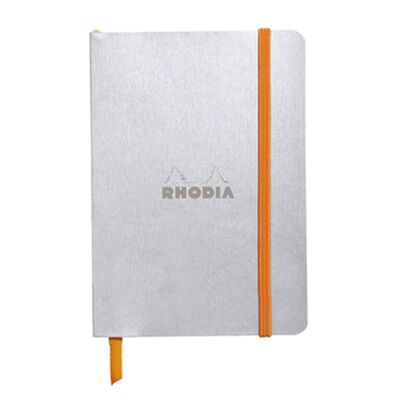 Libreta Rhodia A6 Pasta Suave Rayas Color Plata