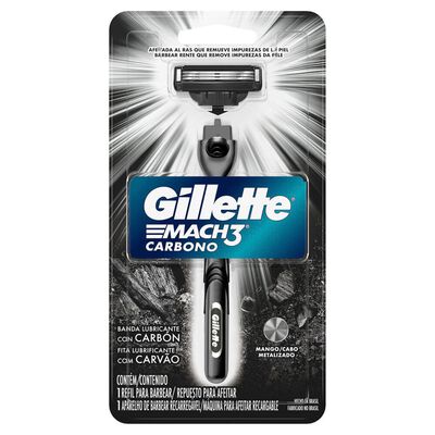 Gillette Mach3 Carbono Rastrillo para Afeitar Reutilizable de 3 hojas 1 unidad