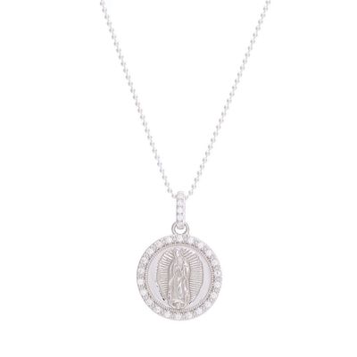 Medalla Virgen de Guadalupe con marco de circonias plata