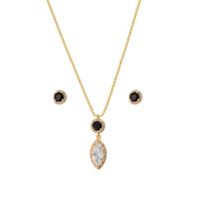 Juego de Aretes y Collar Botón Chapa de Oro Dorado Unlimited By Oro Boleado