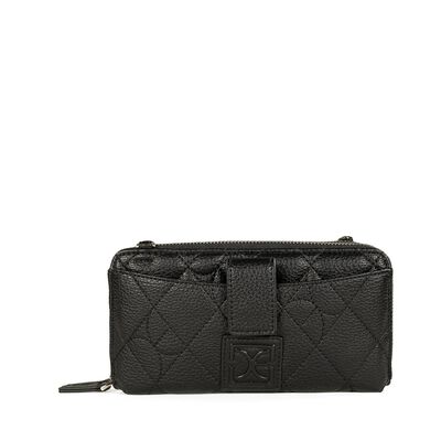 Billetera Cierre Doble Cloe Negra para Mujer