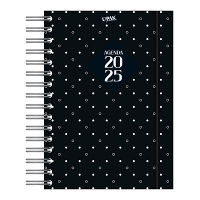Agenda Premier 2025 con Espiral Dise&ntilde;o Texturas Elegantes Upak