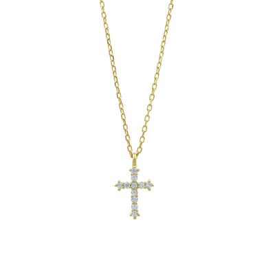 Dije De Plata .925 En Acabado Dorado Con Cubic Circonia Joyer&iacute;a Religiosa