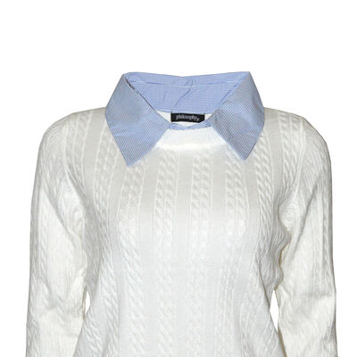 Suéter Brocado con Cuello Camisero Philosophy Talla Mediana para Mujer
