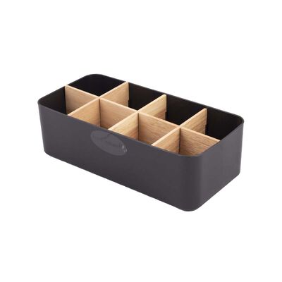 Home Nature Organizador Multiusos De Pl&aacute;stico Con 8 Divisiones De Madera 
27.2*13.2*8.4 Cm