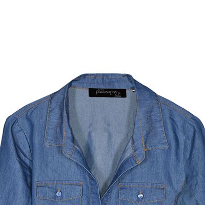 Blusa lisa con elevaci&oacute;n en manga para mujer Philosophy   Talla Chica