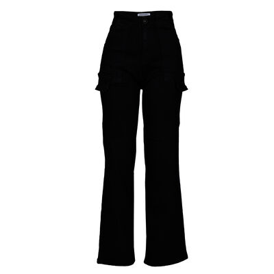 Jeans Recto Cargo Philosophy Color Negro Talla 5 para Mujer