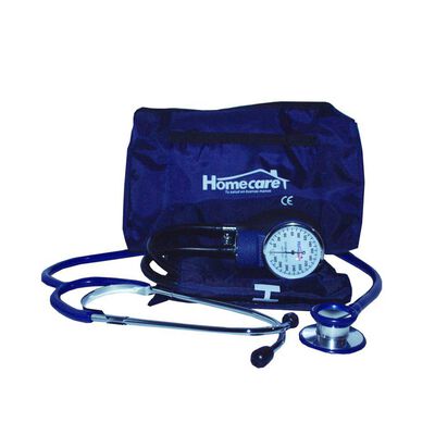 Kit baun&oacute;metro azul con estetoscopio duplex Home Care