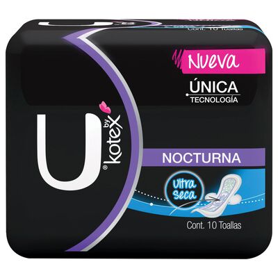 Toallas femeninas Kotex ultra seca nocturnas 10 pzas