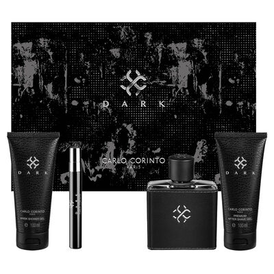 Set Eau De Parfum Carlo Corinto Fyw Dark Eau De Parfum 100 Ml + After Shave Gel 100 Ml + Body Shower Gel 100 Ml +Eau De Parfum 10 Ml para Hombre
