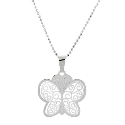 Cadena Dvillalpando Con Dije Mariposa Grecas Caladas Plata .925