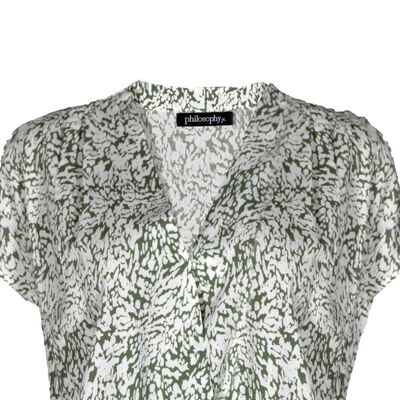 Blusa Estampada con Escote Cruzado Philosophy Talla Extra Grande Color Verde Combinado para Mujer