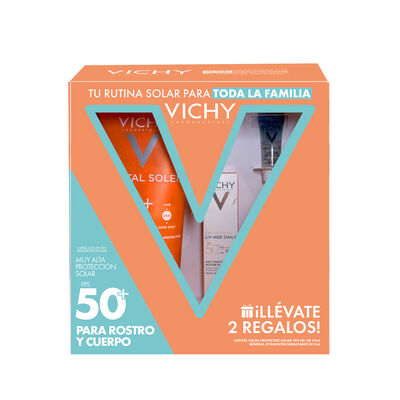 Vichy Capital Soleil FPS 50 Protector Solar Familiar + Vichy Capital Soleil UV-Age Daily FPS 50 + Mineral 89 Booster