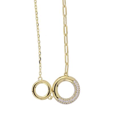 Gargantilla Plata .925 Aros con Circonita Blanca Chapado Oro Ziane Plata .925