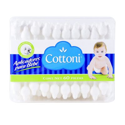 Aplicadores de Algod&oacute;n Cottoni para Beb&eacute;s Caja con 60 Piezas