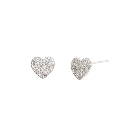 Aretes Plata .925 Corazón Acabado Rodio Lullaby