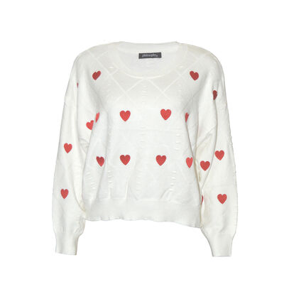 Su&eacute;ter Bordado con Corazones Philosophy Talla Mediana para Mujer