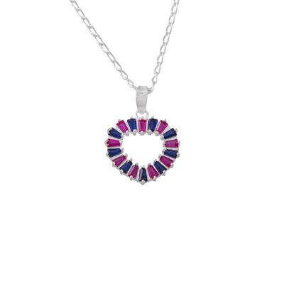 Collar Dije De Coraz&oacute;n Piedras de Color Plata Ley .925 Unlimited By Oro Boleado