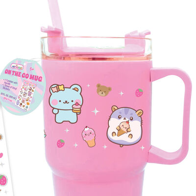 Tarro con Tapa y Popote Critter de 600ml. Hot Focus