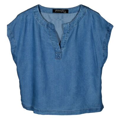 Blusa Lisa Philosophy Talla Chica Color azul para Mujer