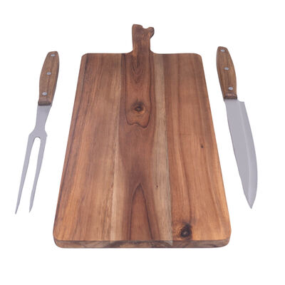 Home Nature Juego de tabla de madera con 2 cuchillos