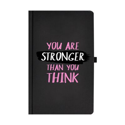 Libreta You Are Stroger Than You Think negra con 120 hojas rayadas