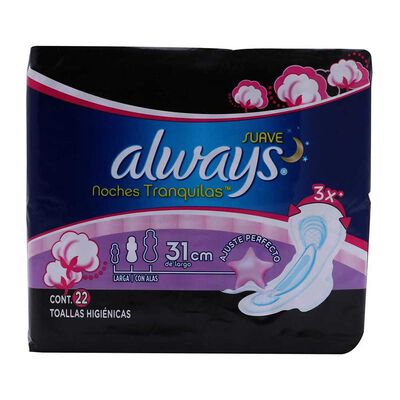 Always noches tranquilas con alas paquete con 22 toallas