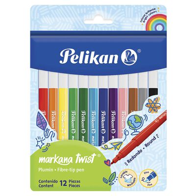 Estuche de plumines  markana twist con  12 piezas de diferentes colores