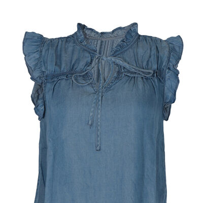 Blusa con escarolas Philosophy color azul talla chica para Mujer