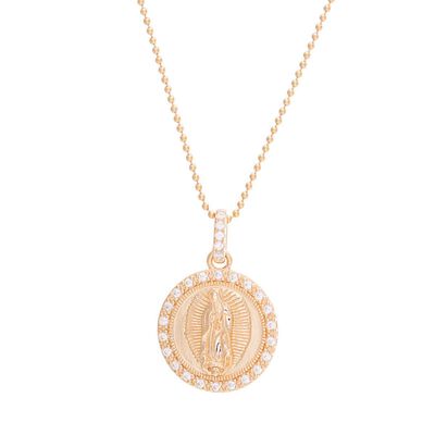 Medalla Virgen de Guadalupe marco de circonias dorada