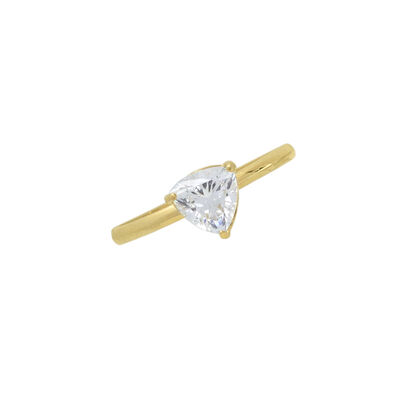 Anillo Zirconia Triangular Oro Amarillo 14K Roca