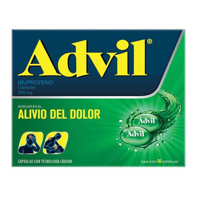 Analg&eacute;sico Advil 200 mg Dolores Leves Caja con 10 c&aacute;psulas