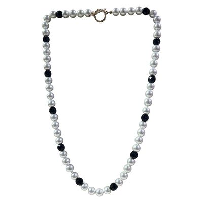Collar Dafne Perla de Cristal con Cuenta Tallada Negra Acemor