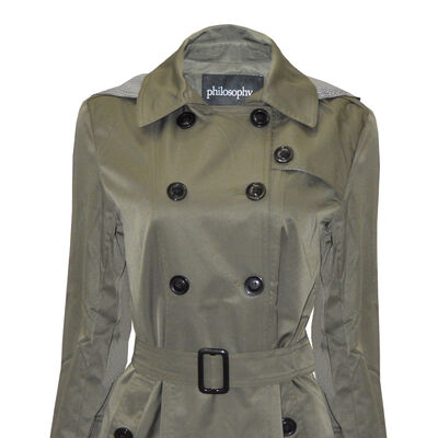 Gabardina con Capucha y Cinturón Philosophy Talla Mediana para Mujer